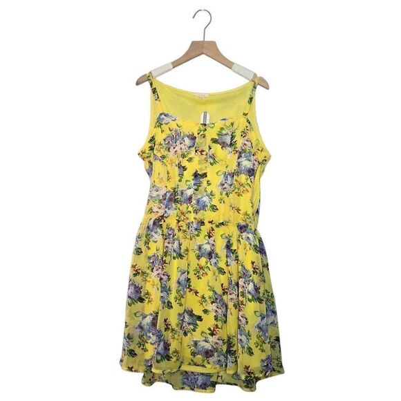 Tulle Women’s Yellow Floral Sleeveless Fit & Flare Dress Size Small Boho Sundres - Picture 1 of 9